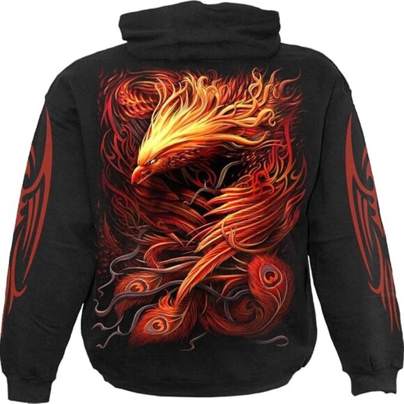 Spiral Phoenix Arisen Black Front And Back Graphic Hoodie Sweatshirt XXL NWT - Picture 2 of 9